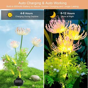 Set di 4 Luci Solari da Giardino per Illuminazione Esterna, Fiori Rossi Luminosi su Stelo, Dimensioni Ridotte, Funzione Auto ON/OFF per Uso Esterno - Product Image 2
