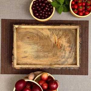 Bandeja de servir rústica ecológica de madera natural, reutilizable, para cocina, comedor, vajilla, bandeja de servir para bodas de Curio Craft - Product Image 5