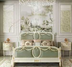 Ensemble de chambre à coucher King Size de style américain, rembourré, avec design capitonné et design antique, pour maison, villa, mariage - Product Image 1