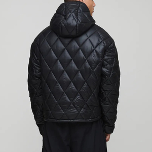 Veste matelassée en duvet pour homme OEM/ODM, à capuche, fermeture éclair intégrale, poches, cordons de serrage, hiver, grandes tailles, surdimensionnée, 6XL 7XL - Product Image 2