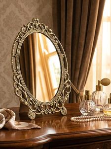 Vintage Oval Wall Mirror Gold Carved Frame Decorative Vanity Mirror for Bedroom Bathroom Living Room - Product Image 2