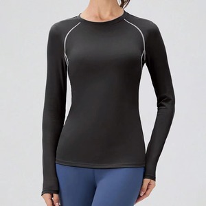 Blank Women Long Sleeve Rash Guard Anti-UV Breathable 4-Way Stretch Base Layer Custom <b>Print</b> <b>Surf</b> Shirt Factory Direct - Product Image 2