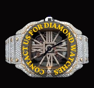 Reloj de Lujo CARATO de Calidad Estándar con Caja Automática, Esqueleto, Totalmente Adornado con Diamantes Moissanite, Estilo Hip-Hop, con Movimiento de Cuarzo ETA - Product Image 1