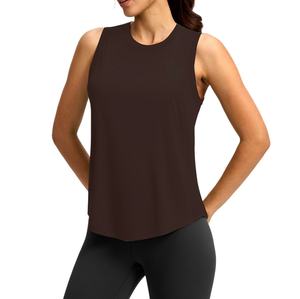 Camiseta Deportiva sin Mangas para Mujer, Color Sólido, Transpirable, de Secado Rápido, Tejido de Spandex y Poliéster, 180g, Largo Regular - Product Image 1