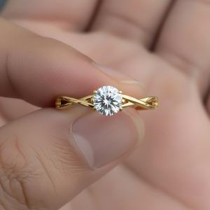Moissanite <b>Ring</b> 925 Sterling <b>Silver</b> 14K Gold Plated Minimalist <b>Solitaire</b> Engagement Dainty Promise Wedding Stackable <b>Ring</b> - Product Image 4