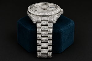 Classic Luxury Fashion Citizen Fully Iced VVS Moissanite Diamond Stainless Steel Antique Analog Quartz <b>Watch</b> Roman Numeral Pave - Product Image 2