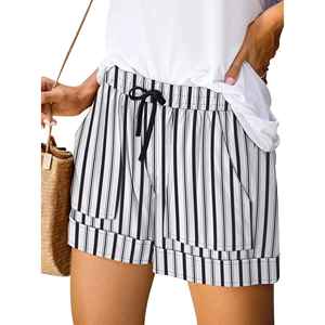 Shorts a Rayas para Mujer, Cintura Media, Corte Regular, Tela Oxford Informal, con Bolsillos, Estilo Transpirable - Product Image 3