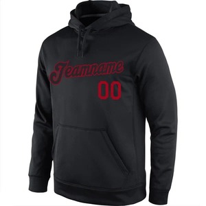 เสื้อฮู้ดดี้สปอร์ตสีดำ-แดง ปักลายแบบกำหนดเอง ผ้าหนานุ่ม พิมพ์ลายนูน 3 มิติ ทรงหลวมสำหรับผู้ชาย เหมาะสำหรับฤดูใบไม้ผลิ - Product Image 2