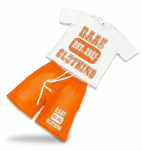 OEM Manufacturer Custom printed logo Mens T Shirt and Short 2 Piece Summer Set sun fade washed in multi colors - Product Image 3