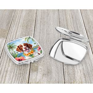 Brittany Spaniel Luau miroir de maquillage compact et pliant pour femmes miroir de poche décoratif de voyage idées cadeaux - Product Image 3