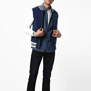 Men's Baseball Varsity <b>Jacket</b> Patchwork Hooded Stand Collar Eco-Friendly Windproof <b>Fleece</b> <b>Lining</b> - Product Image 2