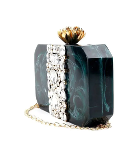 Luxury Blue <b>White</b> Geometric Clutch <b>Bag</b> With Gold Chain Strap Plastic <b>Evening</b> Purse Unique Style New Arrival Latest Design - Product Image 5