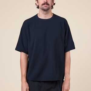 T-shirt col rond en coton gaufré de haute qualité – Chemise en maille gaufrée en coton premium – Vente en gros - Product Image 4