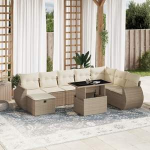 Ensemble de canapés de jardin en rotin PE beige avec grands accoudoirs réglables - Product Image 1