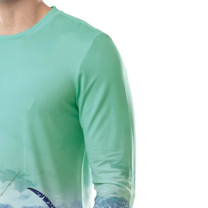 เสื้อตกปลาแขนยาวคุณภาพสูง UPF50+ แห้งเร็ว ผลิตจากโพลีเอสเตอร์ ลายพิมพ์มหาสมุทร รับสกรีนโลโก้ เสื้อผู้ชาย จำหน่ายจำนวนมาก - Product Image 2
