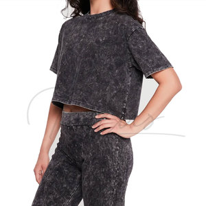 เสื้อครอปท็อปวินเทจผู้หญิงสั่งทำขายส่ง เสื้อคลุมใส่สบายระบายอากาศได้ดีสำหรับฤดูร้อน ล้างสีแบบแอซิดวอช - Product Image 6