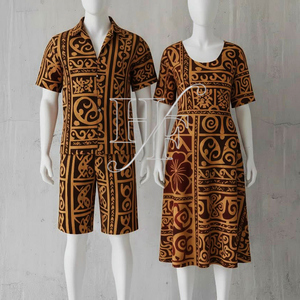 Camisa de Hombre con Estampado Tribal Polinesio Personalizado, Vestido Mumu de Micronesia, Conjuntos a Juego para Parejas, Muumuu Micronésico - Product Image 6