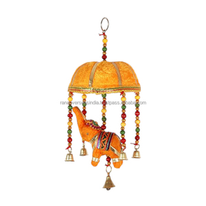 Carillon éolien décoratif mural éléphant, carillon éolien suspendu éléphant de bonne qualité le plus vendu avec perles multicolores et cloche en métal - Product Image 4