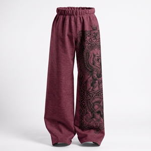 Pantalon de survêtement bordeaux pour homme avec imprimé griffe de Griffin, taille élastique, coupe décontractée, jambes larges - Product Image 1