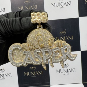 จี้เพชรโมอิสซาไนต์ VVS เงินแท้ 925 ชุบทอง ประดับอักษรย่อตามสั่ง สไตล์ฮิปฮอป สำหรับผู้ชาย - Product Image 2