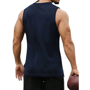<b>Mens</b> Navy Blue Sleeveless Tank Top Casual Crew Neck Sports <b>Vest</b> Relaxed Fit Gym Workout Fitness Training Summer Athletic Wear - Product Image 2