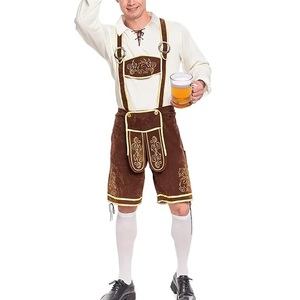 Costume d'Oktoberfest respirant de qualité supérieure pour hommes, taille plus, tenue bavaroise classique avec short en daim rustique - Product Image 1