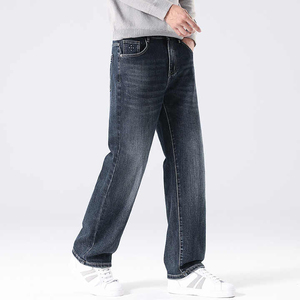 Jeans de Mezclilla para Hombre, Corte Recto, Lavado a la Piedra, Cintura Media, Corte Regular, Algodón, Casual, Azul, para Otoño - Product Image 2