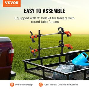 Supporto per 2 attrezzi da giardinaggio (estirpatore e tagliabordi) con blocco a combinazione in lega di zinco, per rimorchio o carrello - Product Image 2