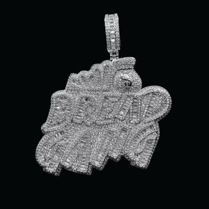 Pendentif de marque Hiphop Gang avec micro-incrustation de moissanite taille émeraude, en argent 925, bijoux pour hommes - Product Image 1