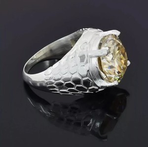 Bague en moissanite jaune, argent sterling 925 plaqué or blanc, bague de fiançailles minimaliste, bague de promesse, bijoux fins et délicats - Product Image 3