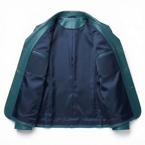 Blazer en cuir d'hiver pour homme sur mesure, style veste, fermeture éclair, en cuir de vachette épais, vêtement d'extérieur décontracté de qualité supérieure, service OEM - Product Image 4