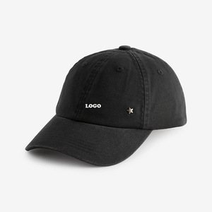 <b>Black</b> 6-Panel <b>Baseball</b> <b>Cap</b> Adjustable Back Closure Unisex Casual Solid Color Twill Fabric Adult Hat - Product Image 1
