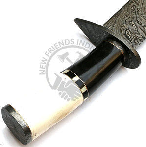 Nouveau couteau de chasse en acier Damas sur mesure avec manche en corne de buffle et os de chameau, lame fixe aiguisée, couteau Bowie, couteau de survie en plein air - Product Image 5