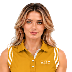Golden Yellow Equestrian Sleeveless Patch Collar <b>Polo</b> Shirt for <b>Women</b> Slim Fit Horse Riding Training <b>Top</b> Custom Wholesale - Product Image 3