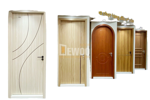 DEWOO arqué WPC PVC Film porte Style moderne prix pas cher pour salon/toilette en bois plastique ouverture manuelle extérieur usage domestique - Product Image 3