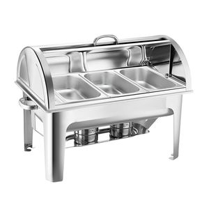 Chauffe-Plat Buffet Professionnel 3L à Triple Plateau en Acier Inoxydable avec Couvercle Rabattable et Construction Métallique Robuste pour la Restauration - Product Image 4