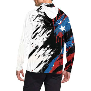 T-shirts de pêche à manches longues pour hommes, personnalisés, de haute qualité, en matériau recyclé, protection UV UPF50+, évacuation de l'humidité, avec masque intégré - Product Image 2