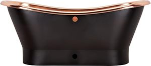 Bañera independiente de lujo de 70 pulgadas, de cobre negro antiguo, con pedestal doble para bañera tipo slipper, con desagüe y rebosadero - Product Image 6