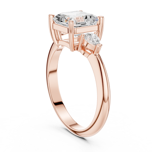 แหวนหมั้นทองคำโรสโกลด์ 14K มาพร้อมเพชรทรง Asscher และ Pear Cut เพชรเลี้ยงในห้องปฏิบัติการ ได้รับการรับรองจาก GRA เครื่องประดับที่สมบูรณ์แบบสำหรับผู้หญิง - Product Image 4