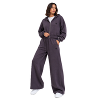 Ensembles de sweats à capuche courts et de joggings surdimensionnés pour femmes, avec logo personnalisé, vente en gros, streetwear décontracté, fabrication à faible MOQ
