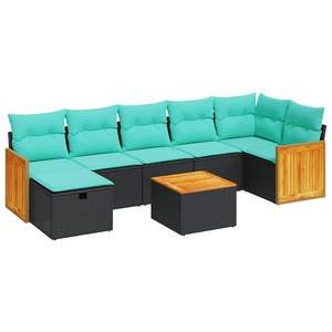 Ensemble de canapés de patio en polyrotin noir, 8 pièces, avec coussins, ensembles de jardin - Product Image 2