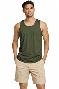 Camiseta Deportiva para Hombre |   Chaleco Deportivo sin Mangas para Gimnasio/Entrenamiento Muscular |   Ropa Deportiva de Punto de Algodón y Elastano |   Bordado Personalizado OEM - Product Image 3