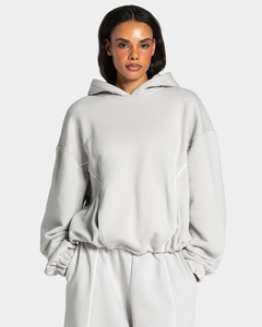 Sudadera con capucha de contraste para mujer, informal, oversize, de forro polar premium, suave, con ribetes, para mujer - Product Image 1