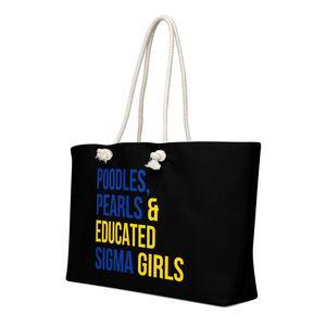 กระเป๋าผ้าแคนวาสโพลีเอสเตอร์ขนาดใหญ่สำหรับเดินทาง  ลาย Sigma Gamma Rho Poodles Pearls  สำหรับสาวๆ ที่รักการเรียนรู้  รุ่น SGRho Weekender Tote Gift Bag  ความจุเยอะ  แบบสั่งทำพิเศษ - Product Image 2