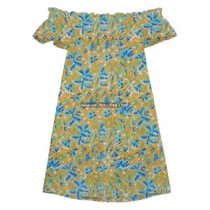 Nuevo Vestido de Verano Elegante para Mujer, de Algodón, con Estampado a Mano, con Hombros Descubiertos, Vestido de Noche con Hombros Descubiertos y Mangas - Product Image 4