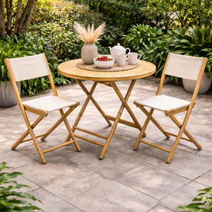 Bamboo Patio Furniture Set <b>Outdoor</b> Sofa Chair <b>Table</b> Set with Cushions Eco Friendly Garden Furniture Wholesale Bulk - Product Image 1