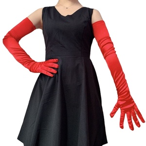 Gants longs en satin extensible brillant de 70 cm, longueur opéra - Product Image 2