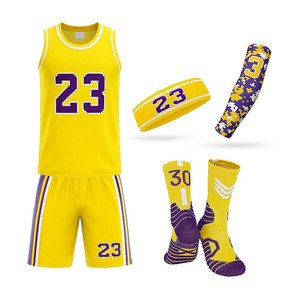 Kids Basketball Jersey Set 3PCS – Youth Boys Girls Sports Uniform (Tank Top + Shorts + <b>Socks</b>) Gradient Quick Dry - Product Image 1
