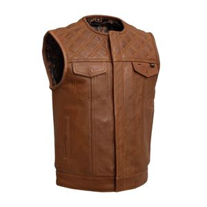 เสื้อกั๊กหนังสีน้ำตาลสไตล์คลับ - Product Image 1