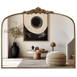 Miroir mural ovale en bois avec cadre de design traditionnel peint à la main |   Bois de pin durable et écologique provenant de l'Uttar Pradesh - Product Image 1